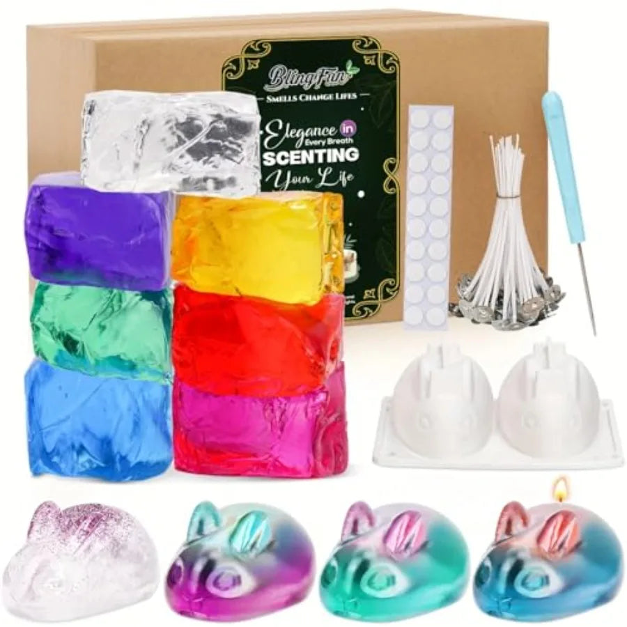 Home DIY Candle Making Kit, 7 Colors Gel Wax with Full Accessories, Easy for Beginners