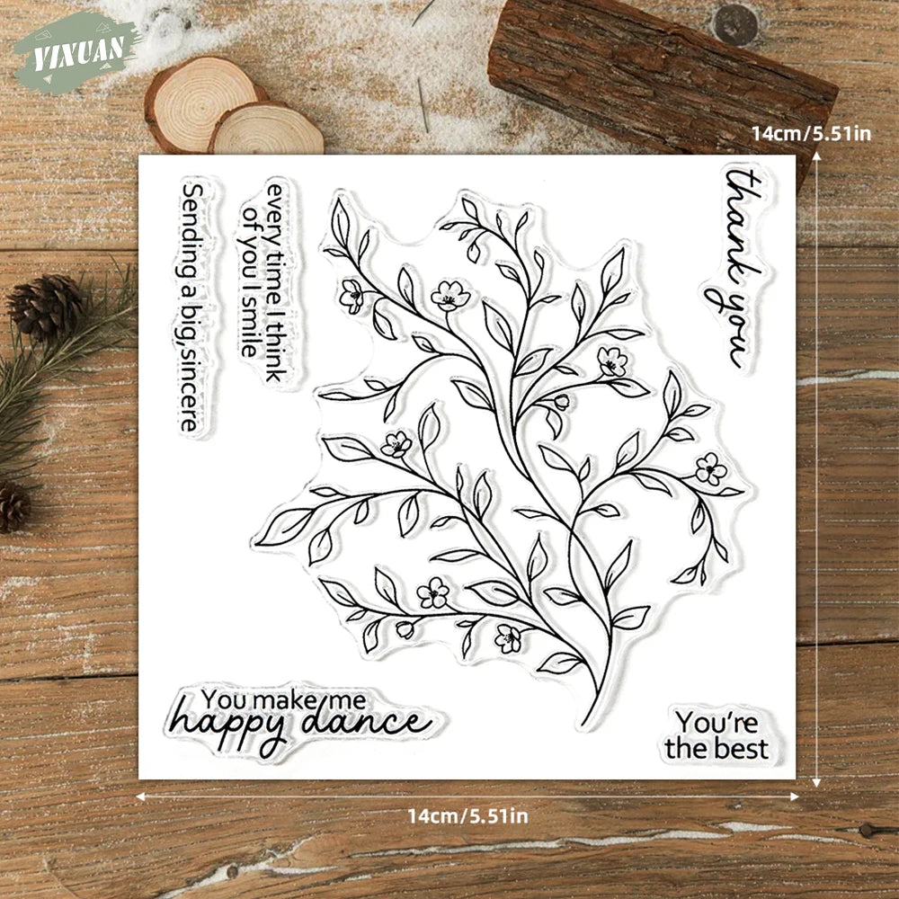 Spring Season Floral Branches Cutting Dies Clear Stamp Set DIY Scrapbooking Metal Dies Silicone Stamp Card Making Albums Decor