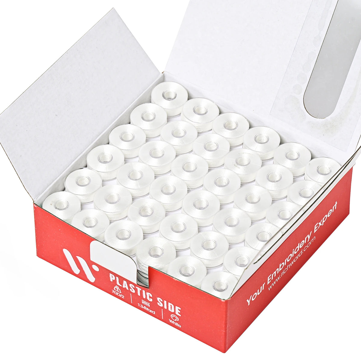 144PCS Prewound Embroidery Bobbins Size A70D/2(60WT) White/Black Polyester Bobbin Thread for Brother Babylock