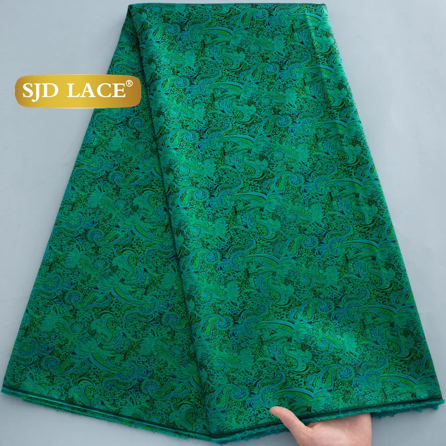 SJD LACA Damask African Brocade Lace Fabrics Nigerian Women Lace 5Yards 2026 High Quality French Jacquard Gilded for Wedding DIY Dresses 4809