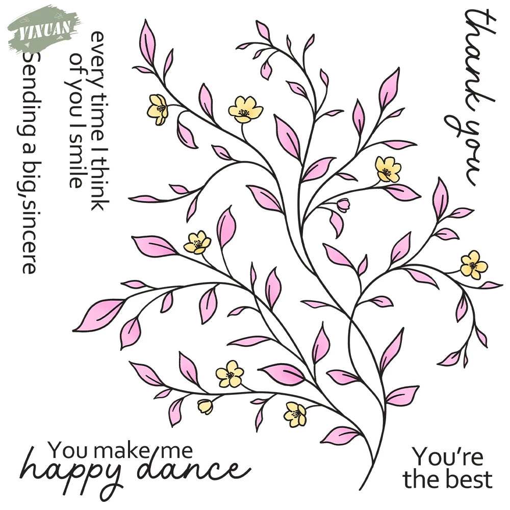 Spring Season Floral Branches Cutting Dies Clear Stamp Set DIY Scrapbooking Metal Dies Silicone Stamp Card Making Albums Decor