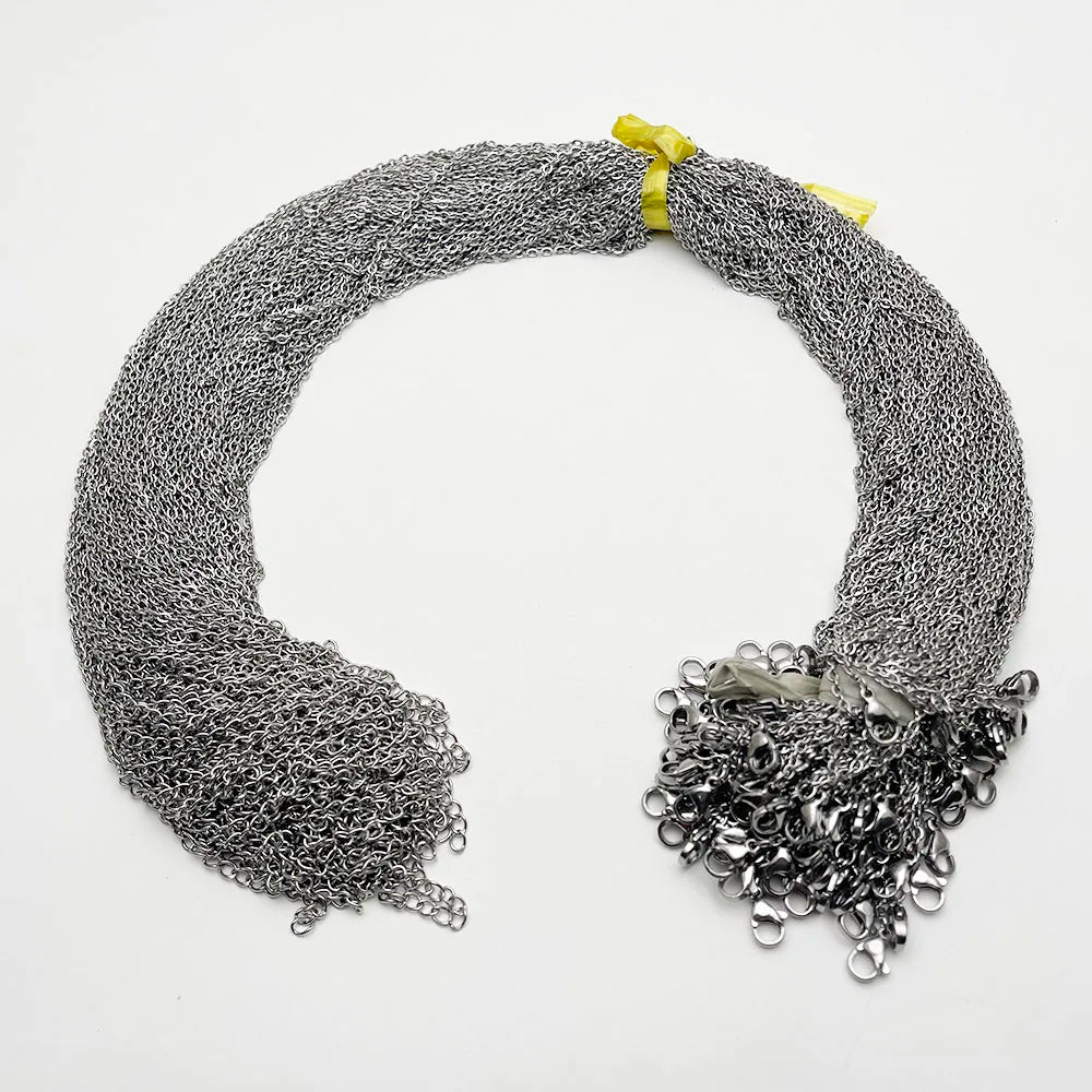 100PC new stainless steel necklace chain 2.0MM 45cm or 50cm add 5cm lobster Jewelry pendant diy charm Accessories Good quality