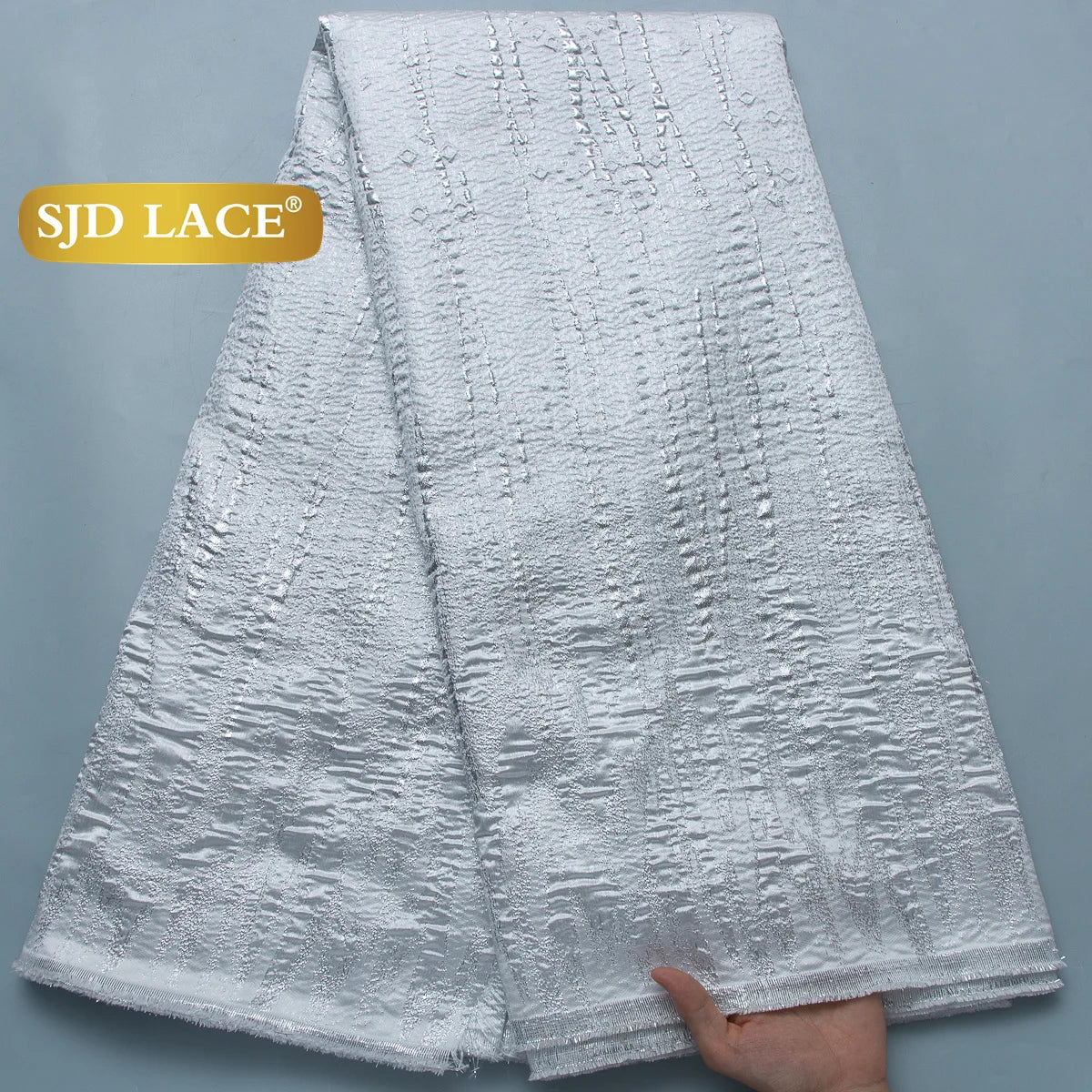 SJD LACE African Brocade Fabric 2026 French Metallic Jacquard Shiny Fabric for Nigerian Wedding Party Gown Dress Sewing Material US Stock 4697