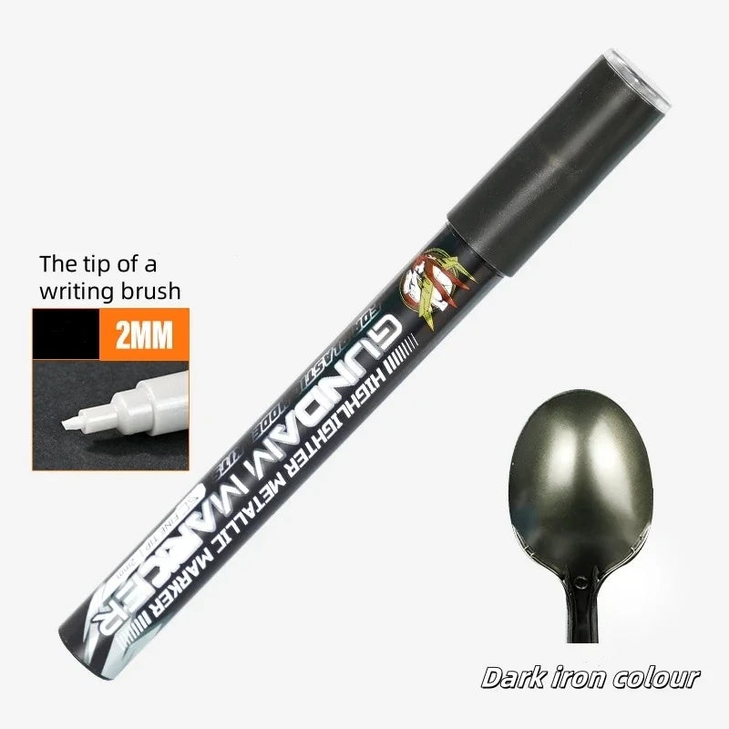 Metallic Markers Colouring Pens for Mech Painting Golden Paint Marker Pen Silvery Reflective Paint Model Marker Pen