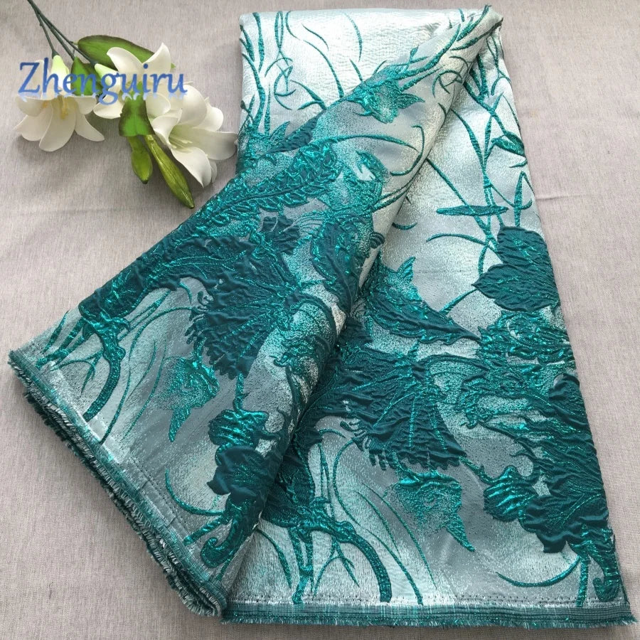 Nigerian Jacquard Lace Fabric French African Broacde Lace Fabric 2026 High Quality Gilding Damask Lace for Women Party Dress4661