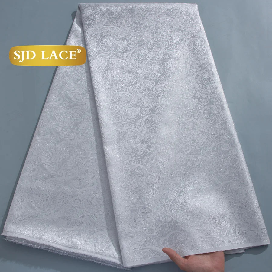 SJD LACA Damask African Brocade Lace Fabrics Nigerian Women Lace 5Yards 2026 High Quality French Jacquard Gilded for Wedding DIY Dresses 4809