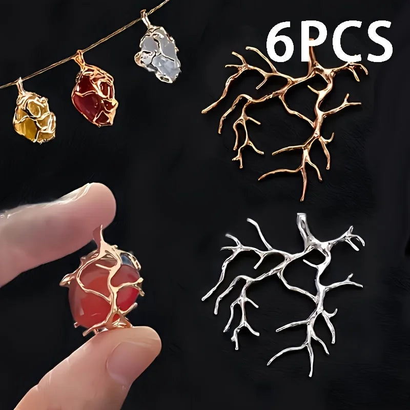 6pcs Branch Pendant Tray Set, Suitable for DIY Handmade Jewelry Making Materials, Necklace Earrings Jewelry Accessories,