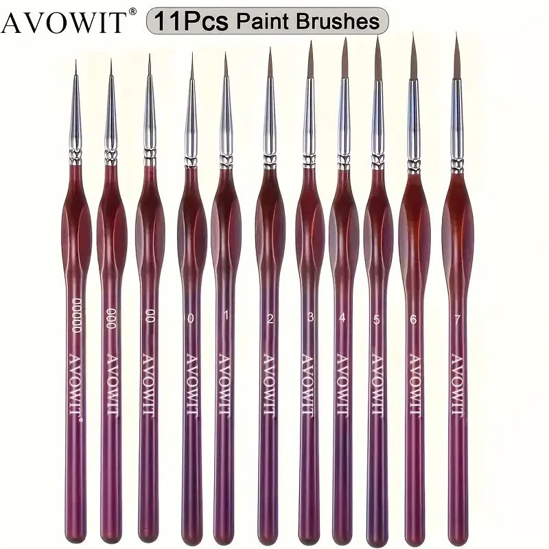 11pcs Detail Brush Set, Triangle Handle Micro Brush, Acrylic Painting Art Brush, Model Oil Painting, Digital Painting Set