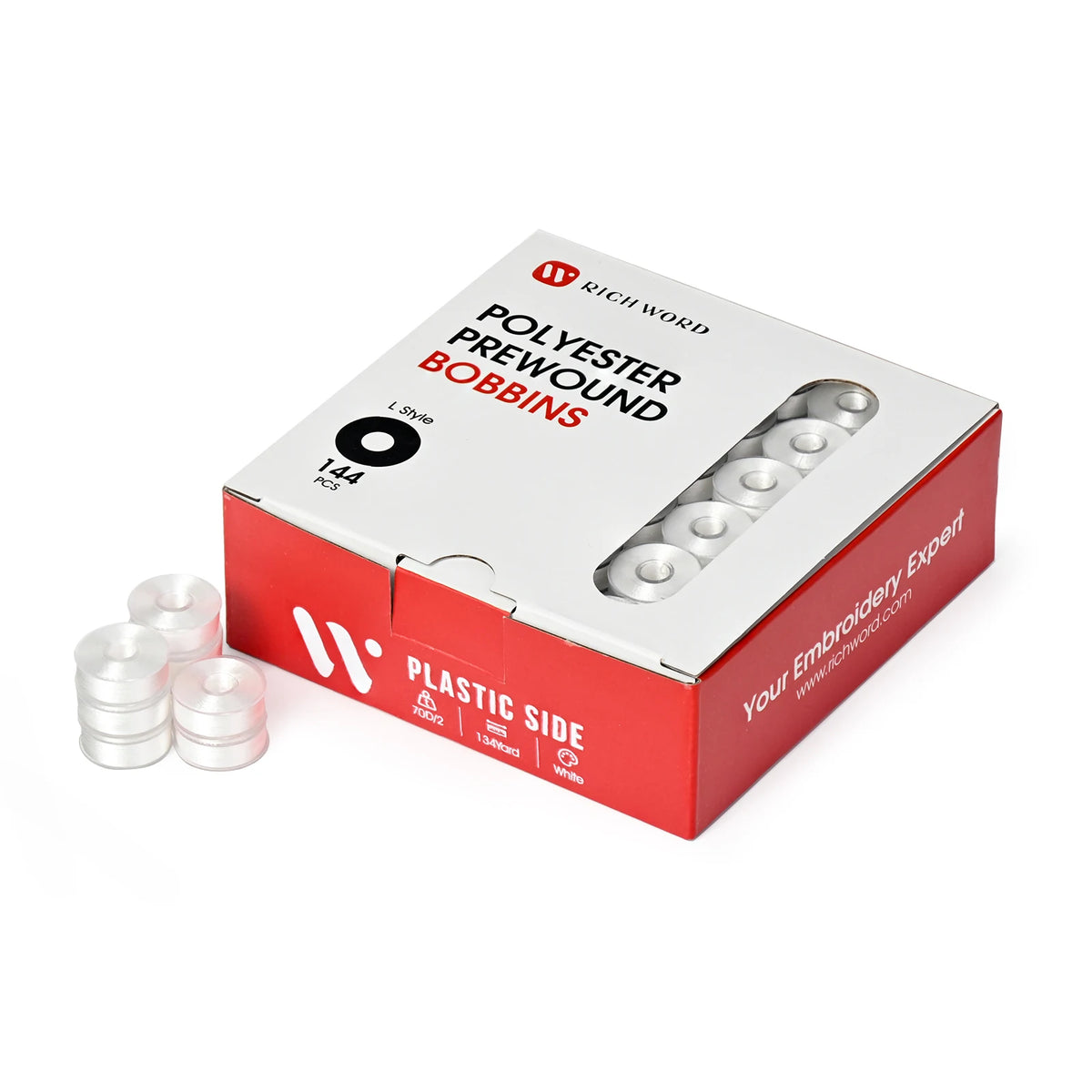 144PCS Prewound Embroidery Bobbins Size A70D/2(60WT) White/Black Polyester Bobbin Thread for Brother Babylock