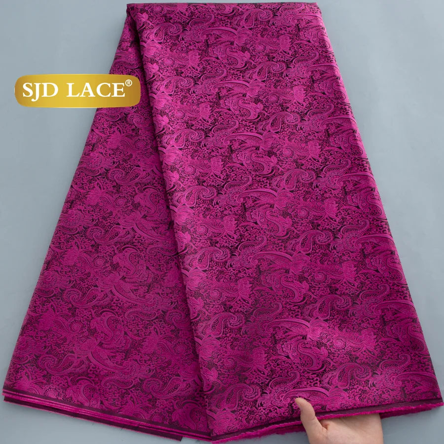 SJD LACA Damask African Brocade Lace Fabrics Nigerian Women Lace 5Yards 2026 High Quality French Jacquard Gilded for Wedding DIY Dresses 4809