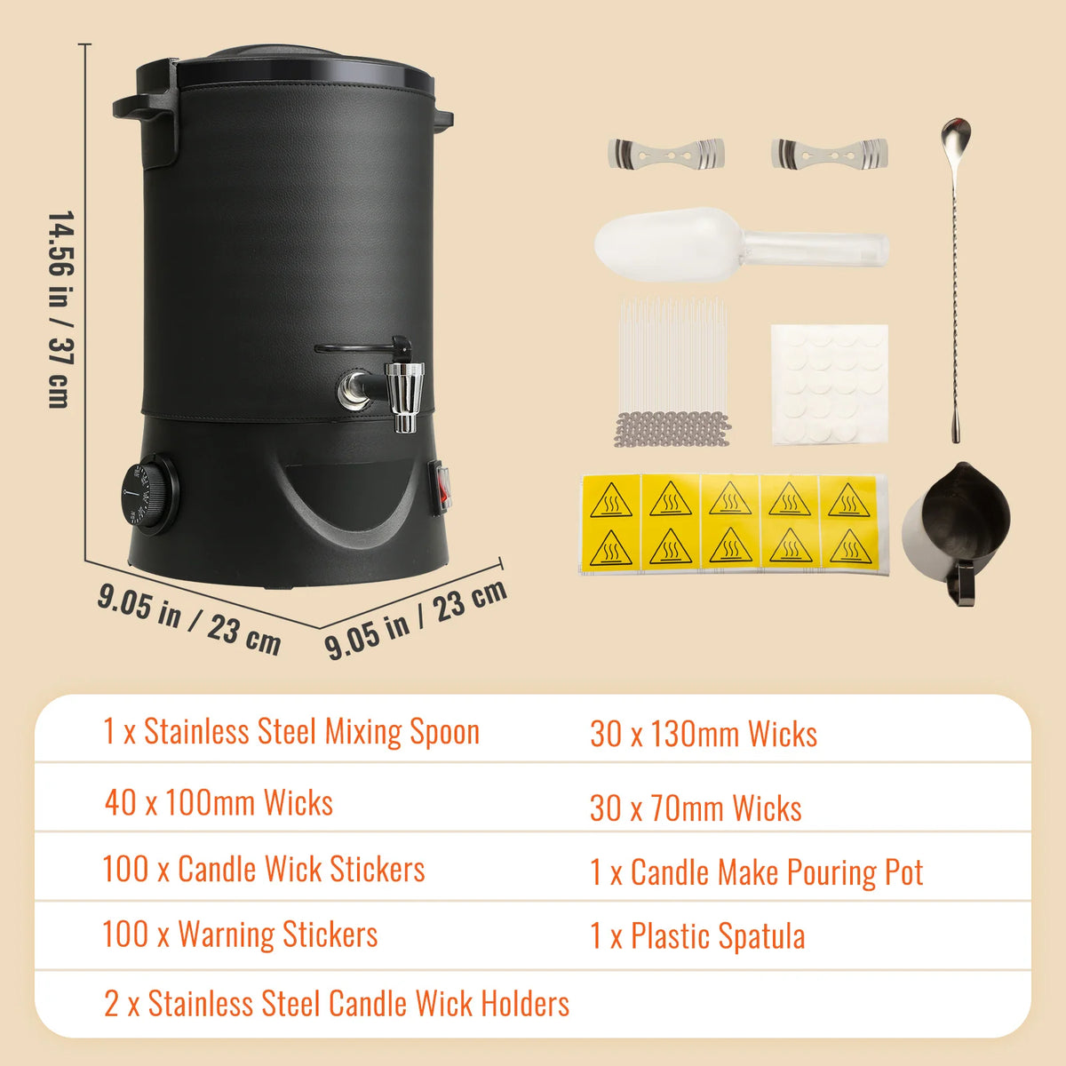 SucceBuy 6.5L 10L Wax Melter for Candle Making Large Electric Wax Melting Pot Easy Pour Spout 9-Level Temperature Control