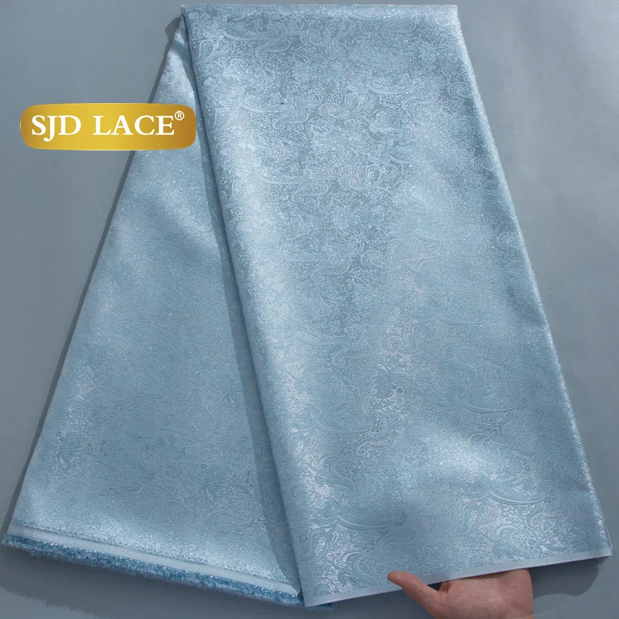 SJD LACA Damask African Brocade Lace Fabrics Nigerian Women Lace 5Yards 2026 High Quality French Jacquard Gilded for Wedding DIY Dresses 4809