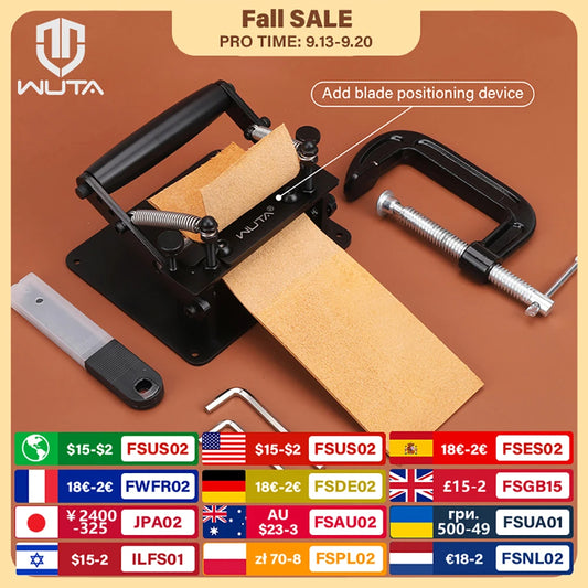 WUTA Manual Leather Skiving Machine Strip Belt Thinning Skiver Splitter Cowhide Leather Peeling Machine DIY Strap Cutting Tools