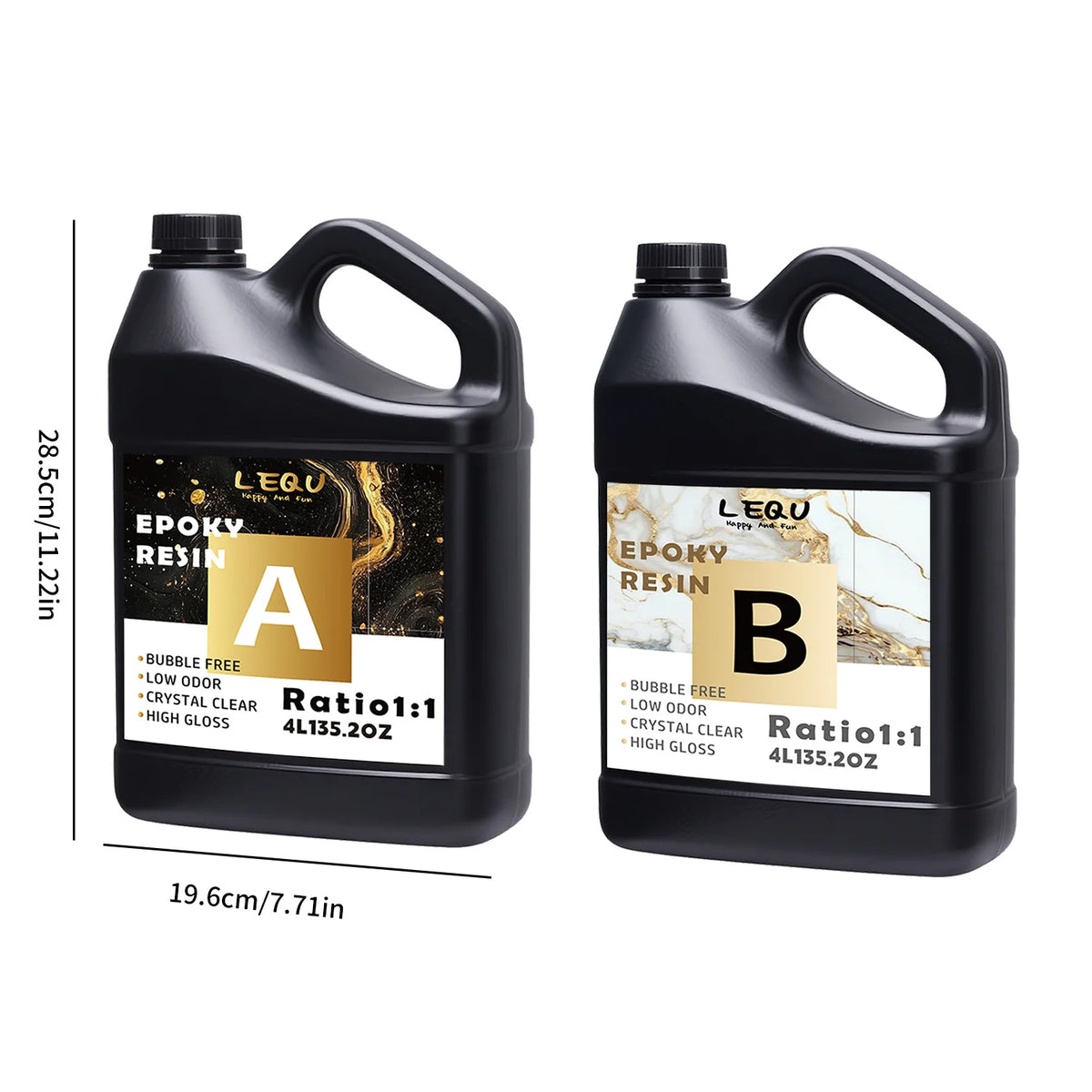 LEQU 8-Liter Epoxy Resin Kit, Large Capacity, Bubble-Free, Fast-Curing Transparent Epoxy Resin Two-Part High-Gloss Resin. Suitable for Casting Coatings, Countertops, Tabletops, Resin Art Crafts, And Jewelry
