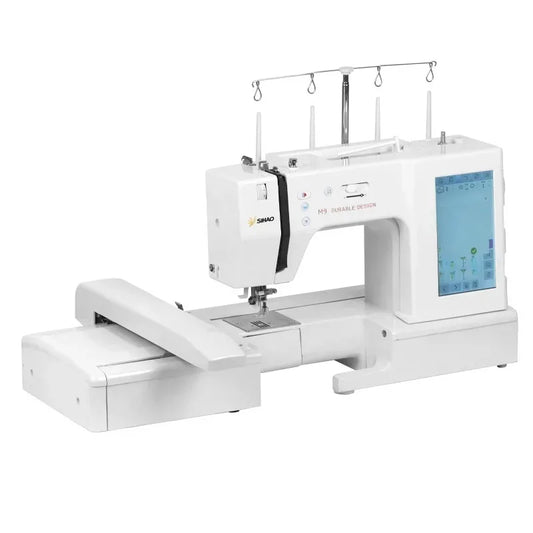 7 Inch LCD Screen Automatic Embroidery Machine Computerized Embroidery & Sewing Machine 500 Built-in Patterns USB DST Thread Break Detection Foot Pedal for Home DIY Clothing Logo Beginners