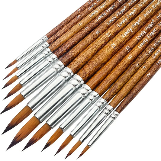 12pcs Premium Artist Paint Brush Set - Soft Synthetic Nylon, Versatile Round Pointed Tips for Acrylic, Watercolor, Oil & Gouache