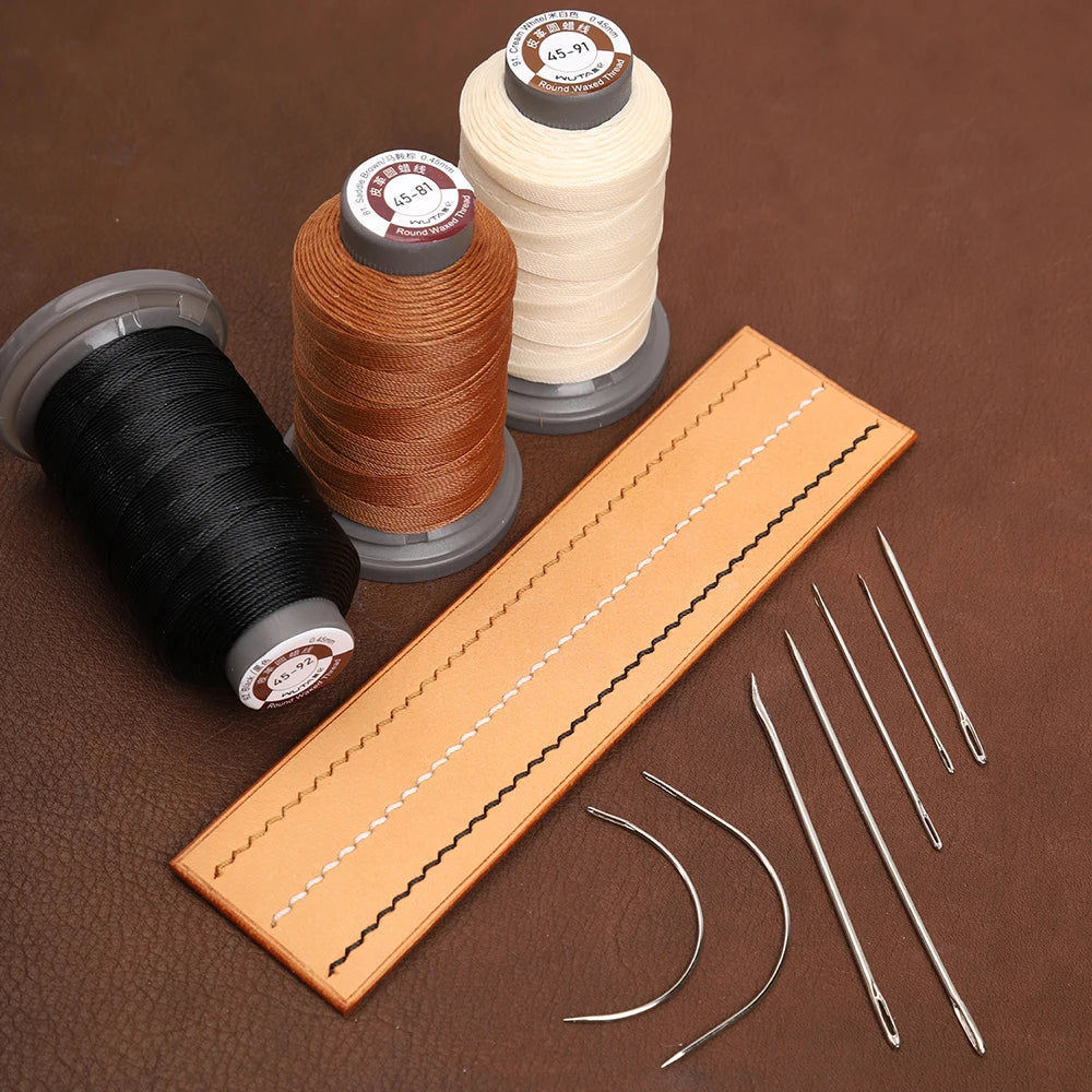 WUTA 1 Set 20 Pcs Leather Craft Thread Round Waxed Thread Polyester Hand Sewing Line High Quality DIY Leather Tools Work Cord