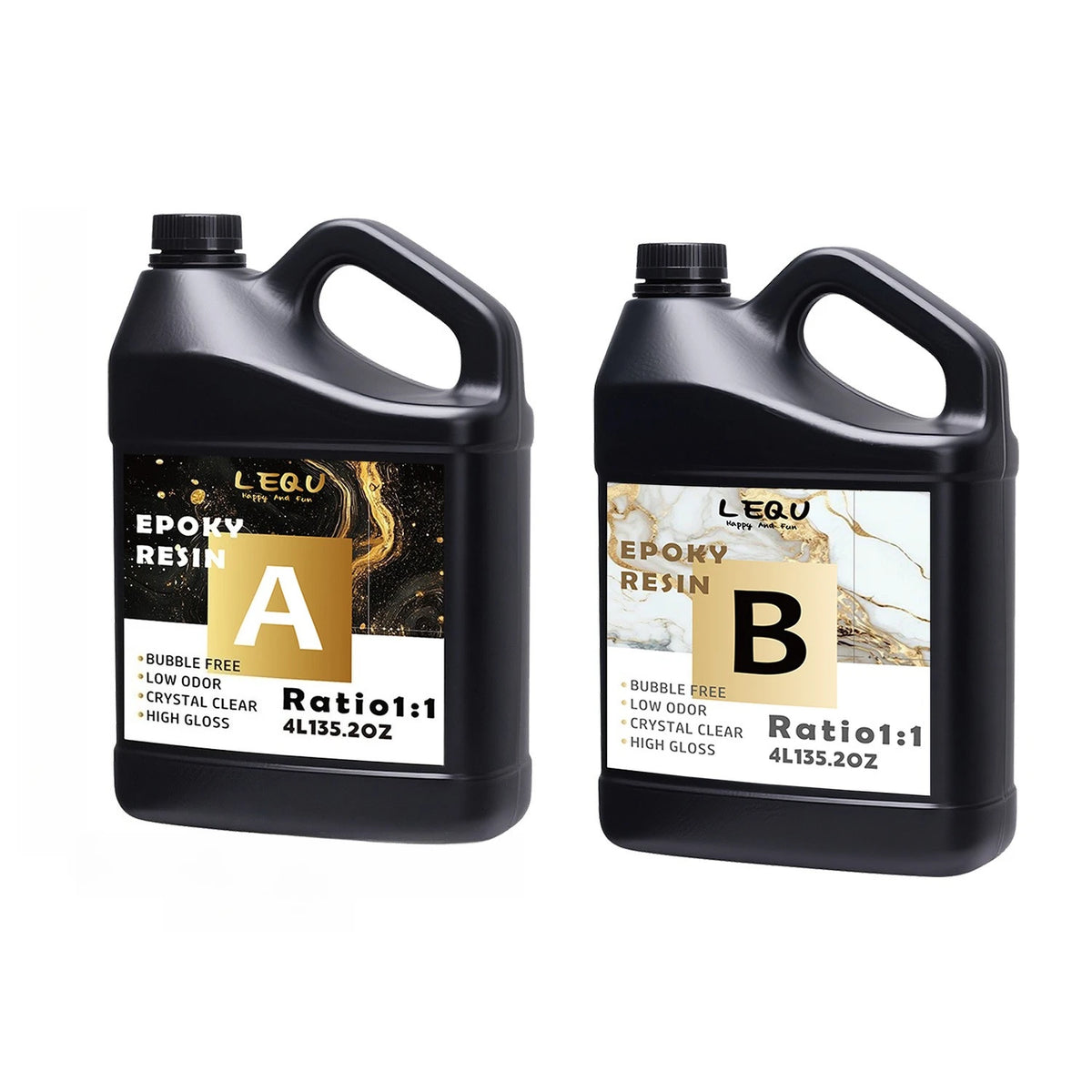 LEQU 8-Liter Epoxy Resin Kit, Large Capacity, Bubble-Free, Fast-Curing Transparent Epoxy Resin Two-Part High-Gloss Resin. Suitable for Casting Coatings, Countertops, Tabletops, Resin Art Crafts, And Jewelry