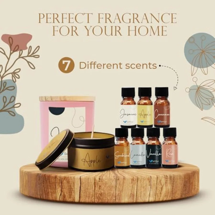 7-scent premium soy wax candle set, home decor & DIY fragrance essentials