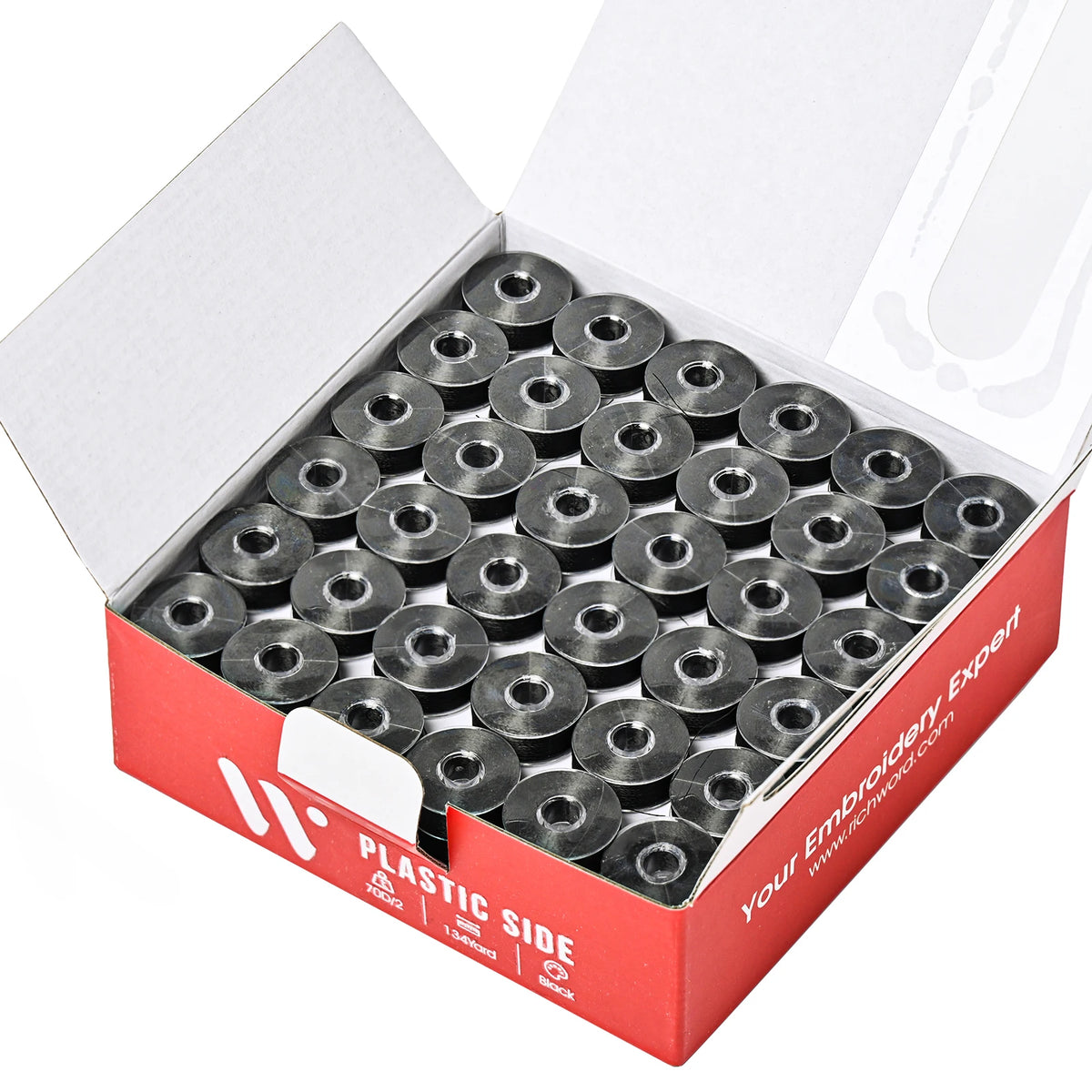 144PCS Prewound Embroidery Bobbins Size A70D/2(60WT) White/Black Polyester Bobbin Thread for Brother Babylock