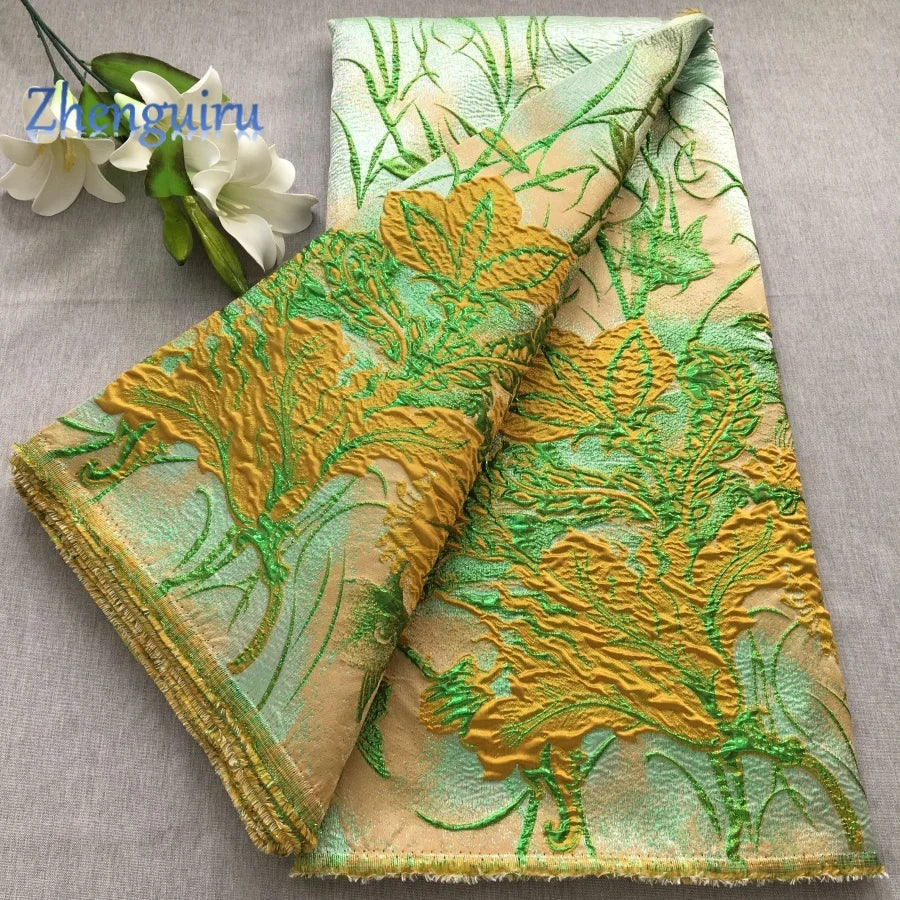 Nigerian Jacquard Lace Fabric French African Broacde Lace Fabric 2026 High Quality Gilding Damask Lace for Women Party Dress4661