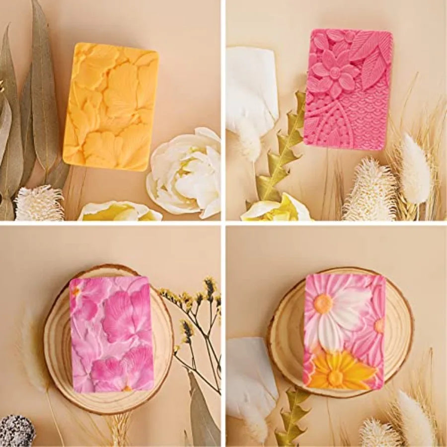 Soap Molds Silicone 3D Rectangular Flower Pattern Silicone Molds 3D Rectangular Flower Pattern Silicone Molds for Handmade Craf