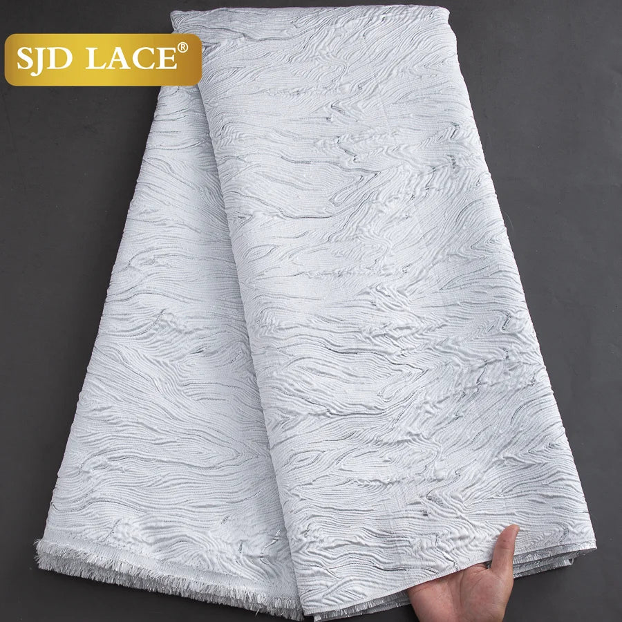 SJD LACE Nigerian Brocade Lace Fabric 5Yards African Jaqcuard Gilded Lace High Quality Damask French DIY Sewing Material For Women Wedding Prom Dress Party Cloth 4063