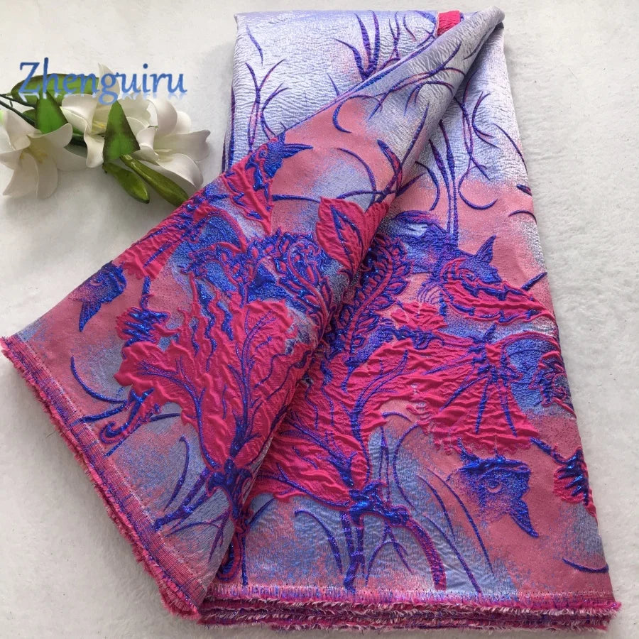 Nigerian Jacquard Lace Fabric French African Broacde Lace Fabric 2026 High Quality Gilding Damask Lace for Women Party Dress4661