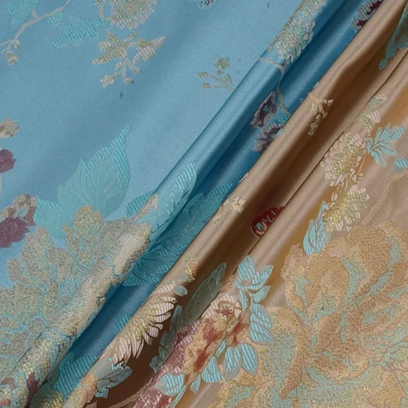 Brocade Jacquard Fabric Chinese Style Peony Pattern Elegant Soft Breathable Cheongsam Coat Hanfu Vintage Handmade DIY Material