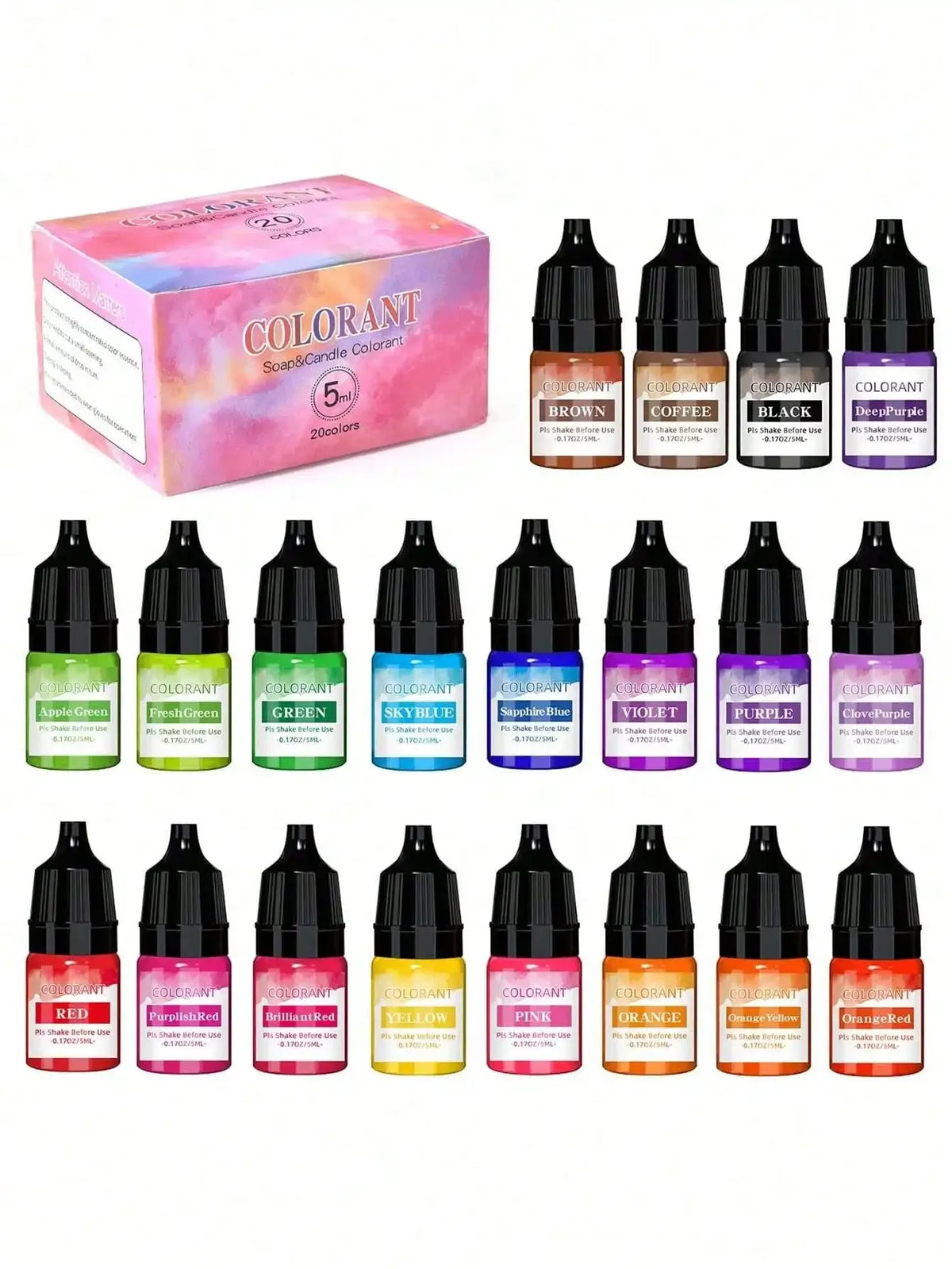 5ml 20 Colors Candle Dye Suitable For Silicone Mold DIY Handmade Scented Candles Soap Dye Soy Wax Colorant