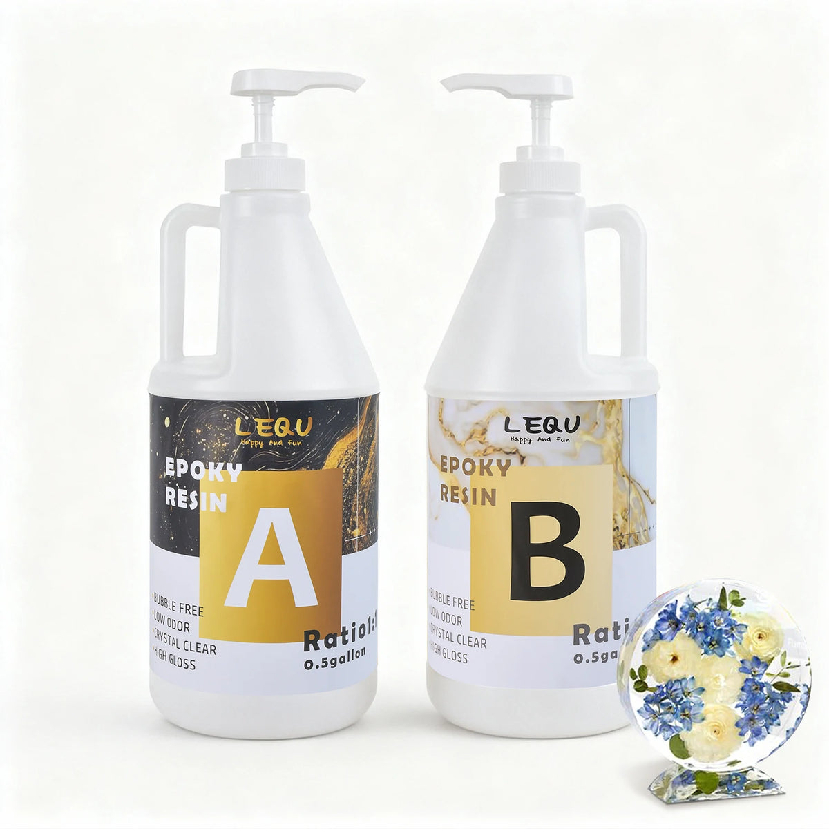 LEQU 2Gallon Crystal Epoxy Resin Bubble-free and Transparent, Ideal for Tabletop Casting, Jewelry Making, and DIY Resin Projects