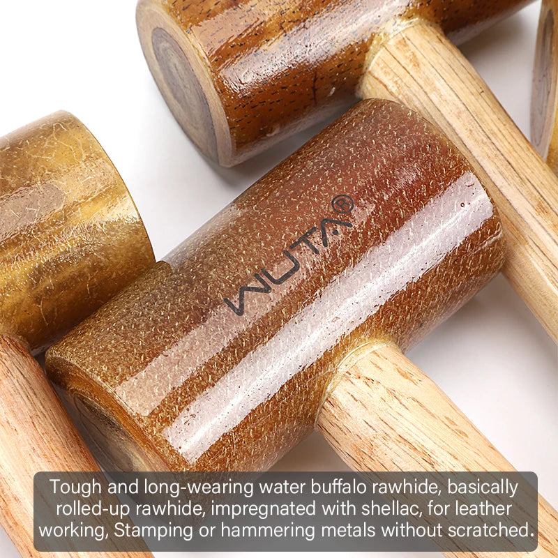 WUTA 100% Rawhide-head Mallet Leather Craft Hammer Stamping Jewelry Leather Worker Craft Tool Good Buffering Capacity 48mm 42mm