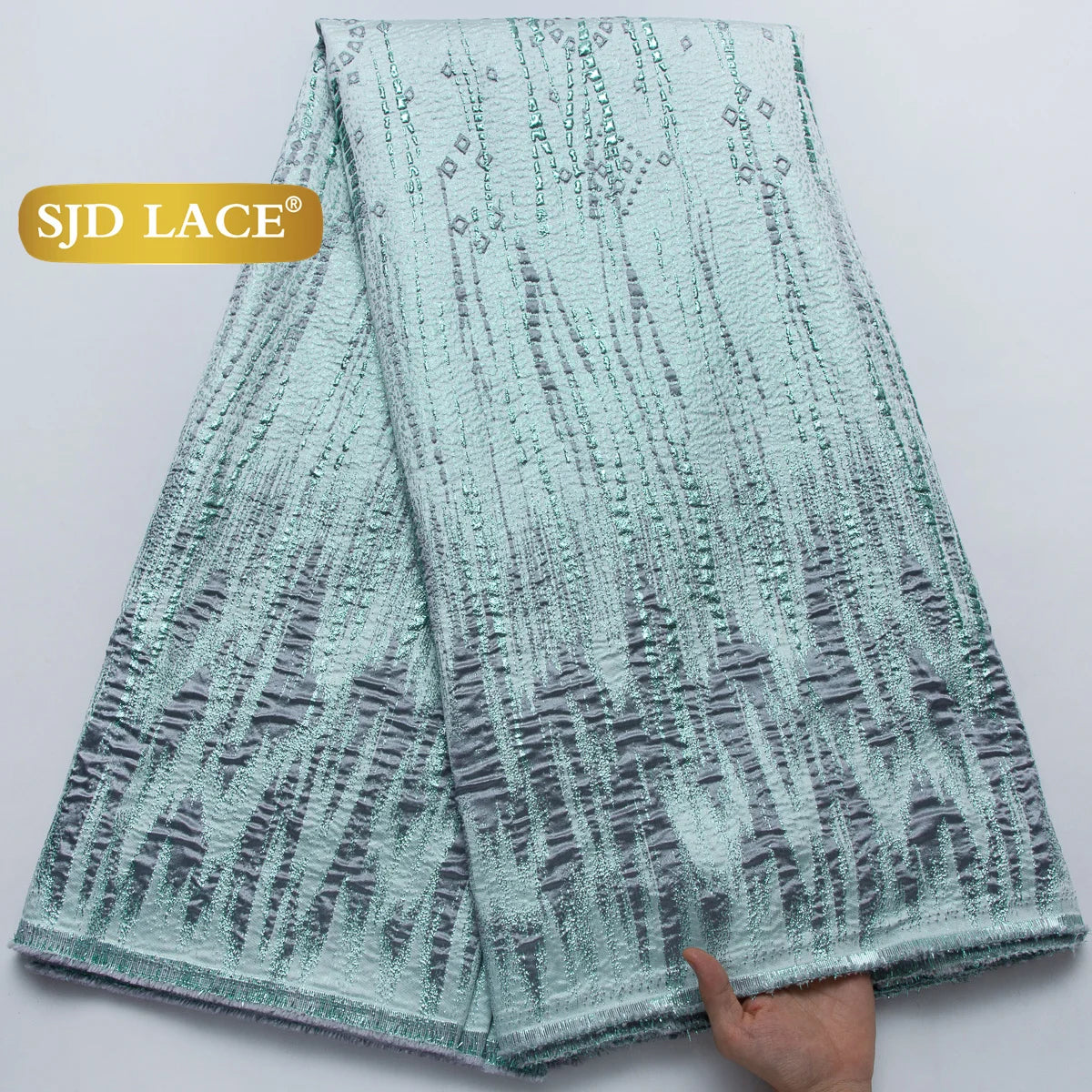 SJD LACE African Brocade Fabric 2026 French Metallic Jacquard Shiny Fabric for Nigerian Wedding Party Gown Dress Sewing Material US Stock 4697