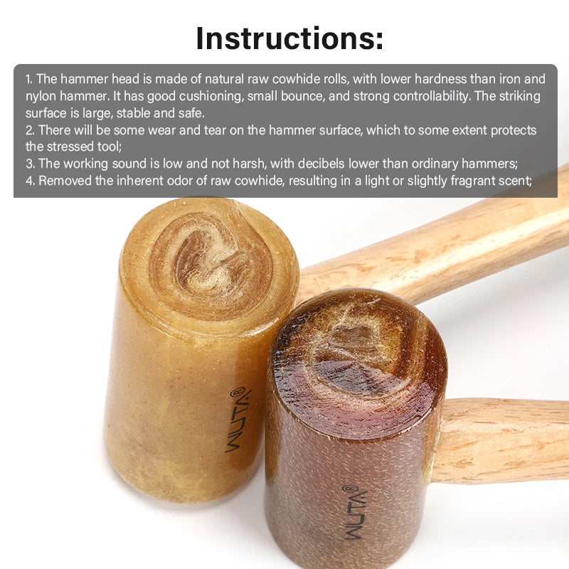 WUTA 100% Rawhide-head Mallet Leather Craft Hammer Stamping Jewelry Leather Worker Craft Tool Good Buffering Capacity 48mm 42mm