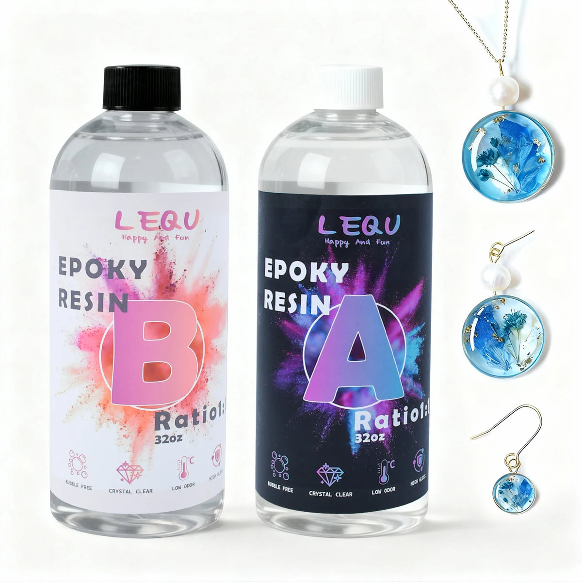 LEQU 2Gallon Crystal Epoxy Resin Bubble-free and Transparent, Ideal for Tabletop Casting, Jewelry Making, and DIY Resin Projects