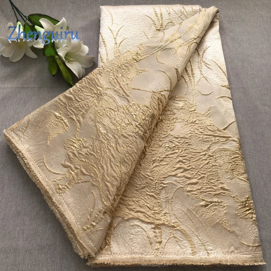 Nigerian Jacquard Lace Fabric French African Broacde Lace Fabric 2026 High Quality Gilding Damask Lace for Women Party Dress4661