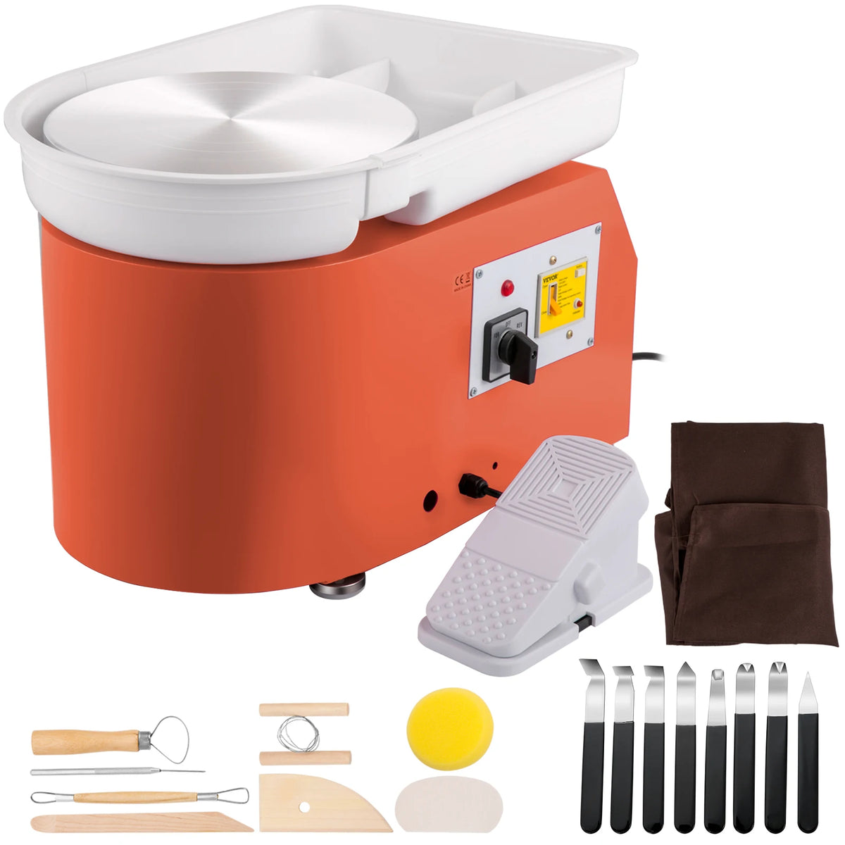 SucceBuy Electric Pottery Wheel Machine 28cm 350W Manual Handle Foot Pedal for School Ceramic Clay Working Forming DIY Art Craft