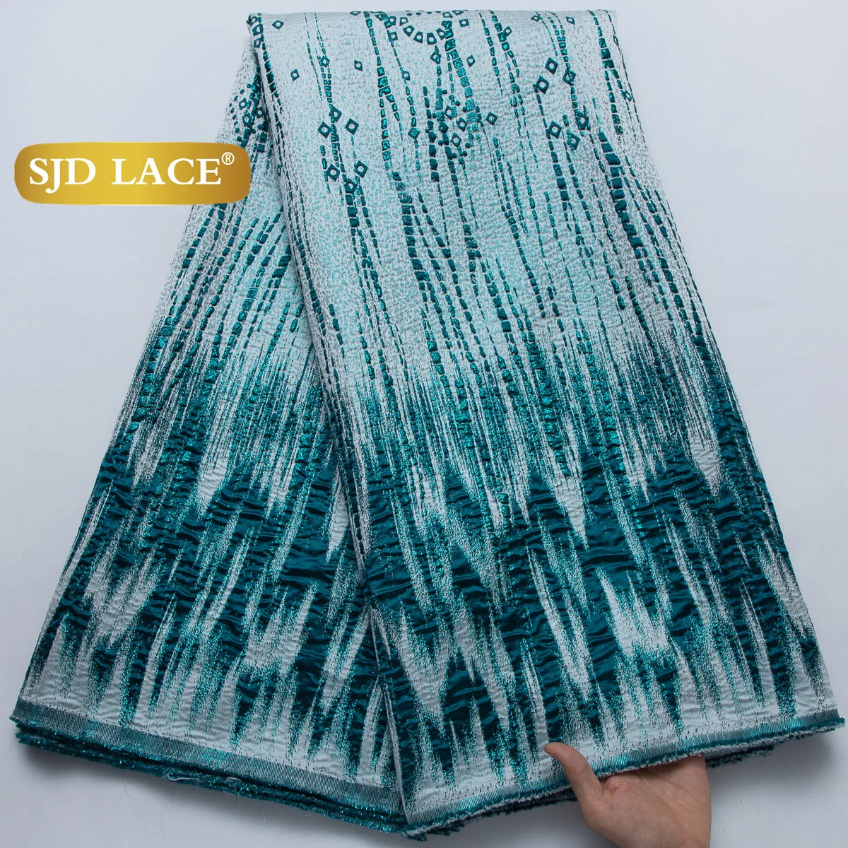 SJD LACE African Brocade Fabric 2026 French Metallic Jacquard Shiny Fabric for Nigerian Wedding Party Gown Dress Sewing Material US Stock 4697