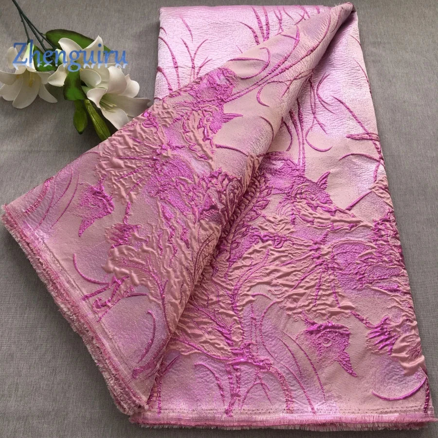 Nigerian Jacquard Lace Fabric French African Broacde Lace Fabric 2026 High Quality Gilding Damask Lace for Women Party Dress4661