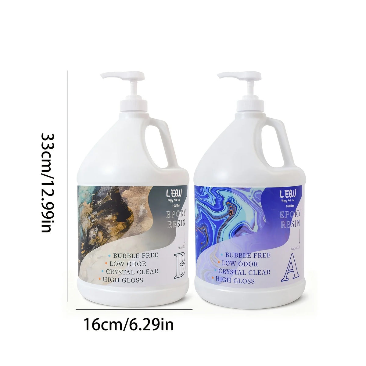 LEQU 2Gallon Crystal Epoxy Resin Bubble-free and Transparent, Ideal for Tabletop Casting, Jewelry Making, and DIY Resin Projects
