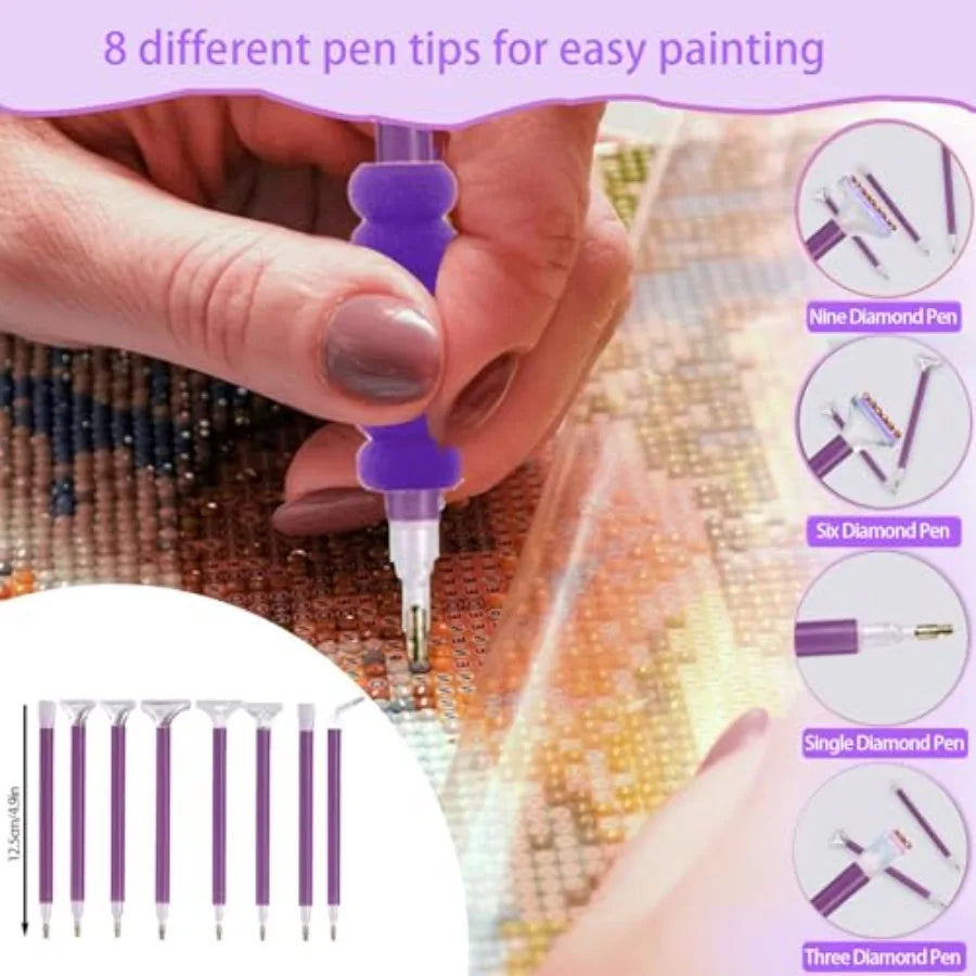 244Pcs All Inclusive Diamond Art Accessories Kit Diamond Painting LED Light Pad Set with Diamond Art Sealer Glue Stand Storage