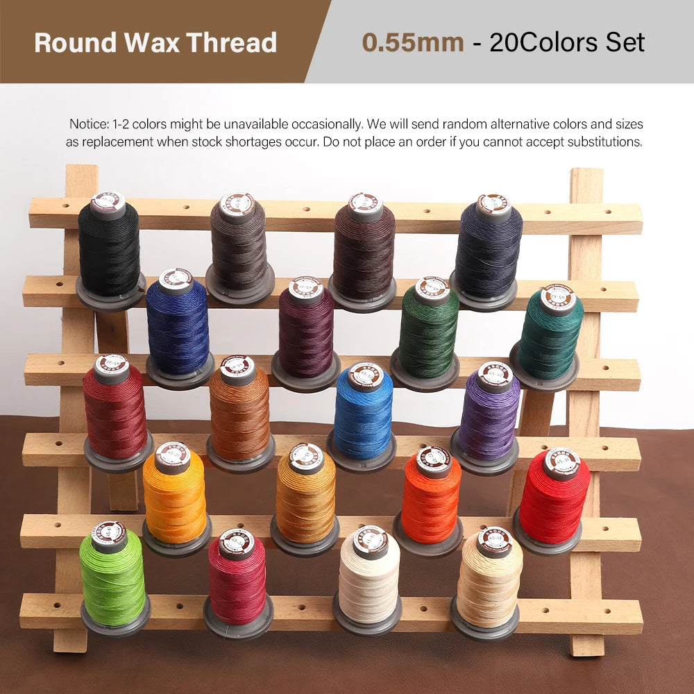 WUTA 1 Set 20 Pcs Leather Craft Thread Round Waxed Thread Polyester Hand Sewing Line High Quality DIY Leather Tools Work Cord