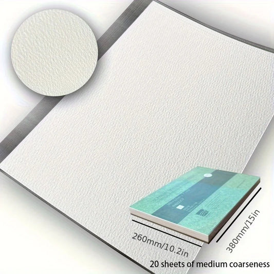 Baohong Academy Watercolor Paper Pad 300Gsm 140lb 100% Cotton Acid Free Pure Cotton Watercolor Papers 20 Sheets