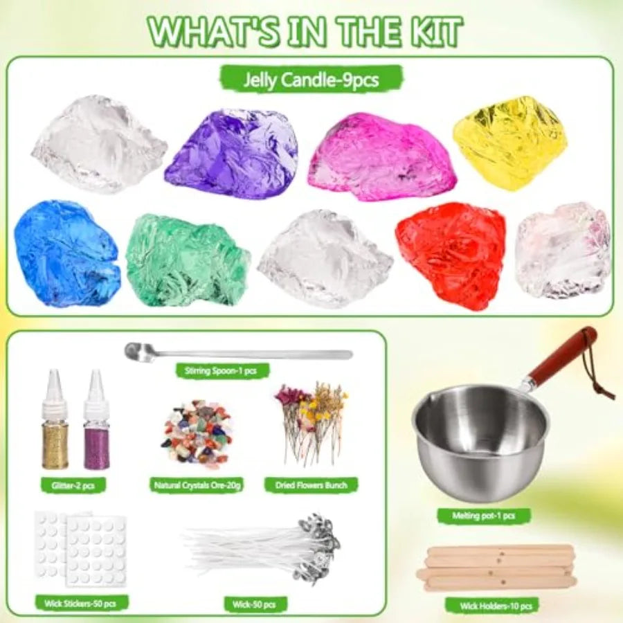 Home DIY Candle Making Kit, 7 Colors Gel Wax with Full Accessories, Easy for Beginners