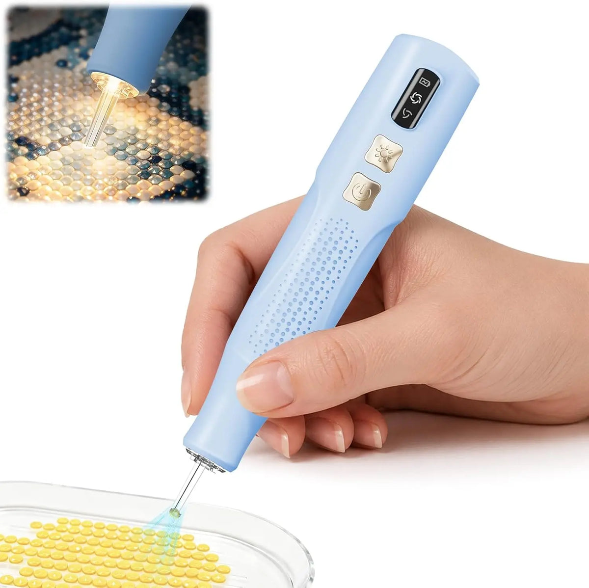 Electric Diamond Painting Pen with Light Rechargeable Wireless Vacuum Pen for Diamond Art with Ergonomic Grip; 2 Suction Gears; No Wax Needed
