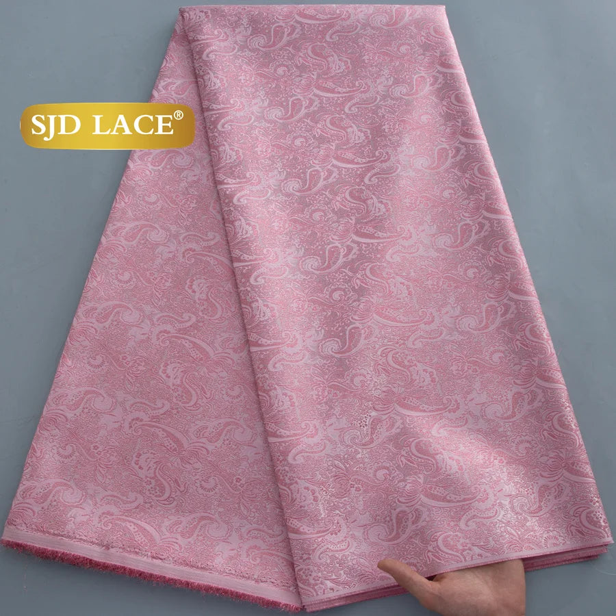 SJD LACA Damask African Brocade Lace Fabrics Nigerian Women Lace 5Yards 2026 High Quality French Jacquard Gilded for Wedding DIY Dresses 4809