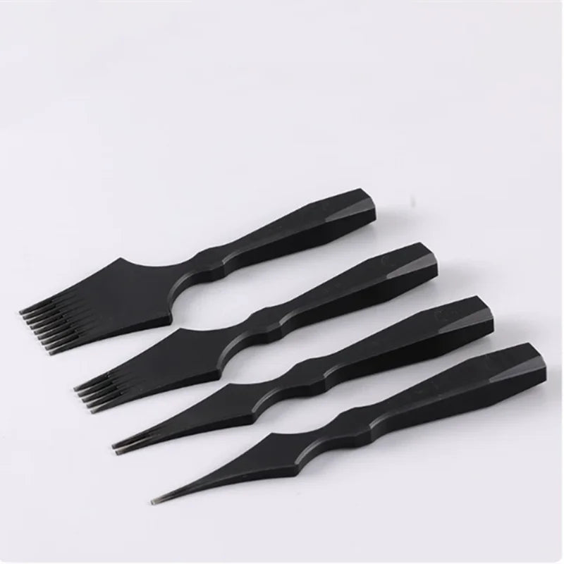French Leather Pricking Iron 4-Pitch Set (2.7-3.85mm) - 9Cr18MoV Steel Chisel Tool for Hand Stitching & Craft