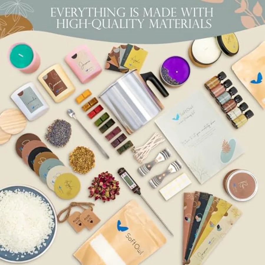 7-scent premium soy wax candle set, home decor & DIY fragrance essentials