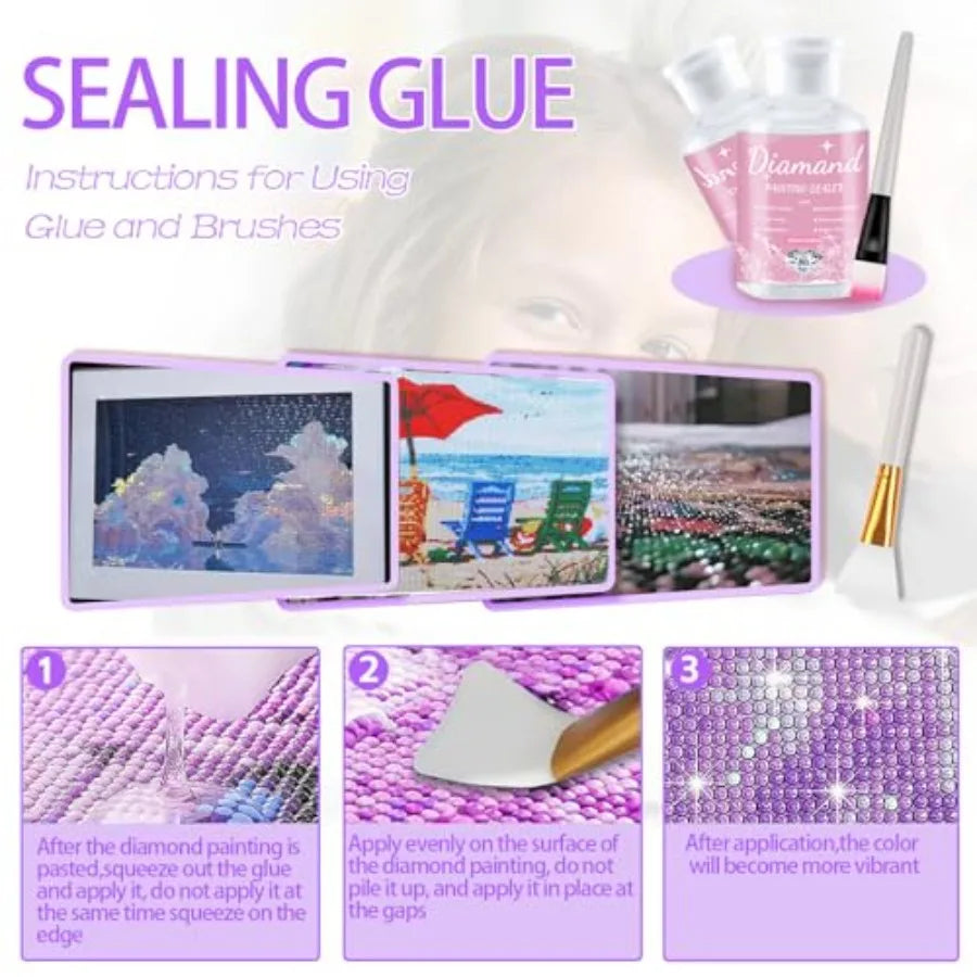244Pcs All Inclusive Diamond Art Accessories Kit Diamond Painting LED Light Pad Set with Diamond Art Sealer Glue Stand Storage