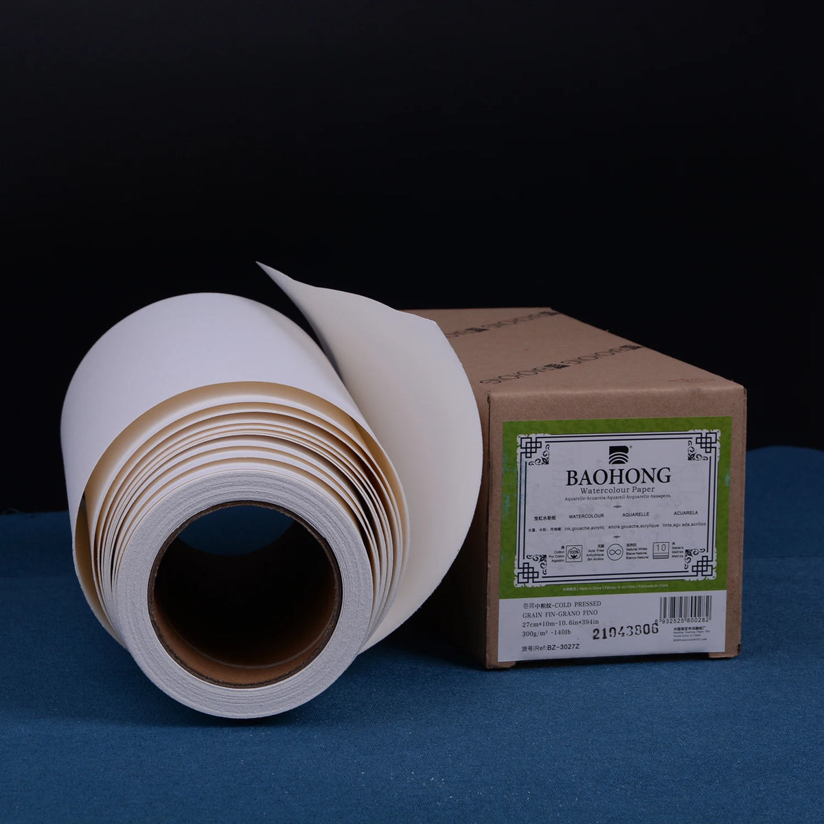 Baohong Student Grade Watercolor Paper Roll, 300gsm / 140lb, 100% Cotton, 10m, Art Supplies for Watercolor & Gouache